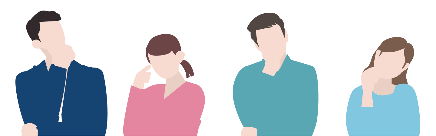 悩んでいる人々のイラスト